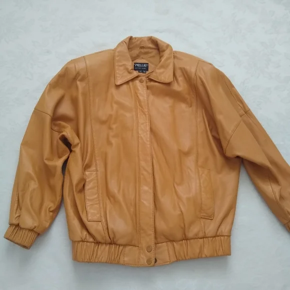 Vintage Jackets Coats Bomber Leather Vintage Jacket Yellow